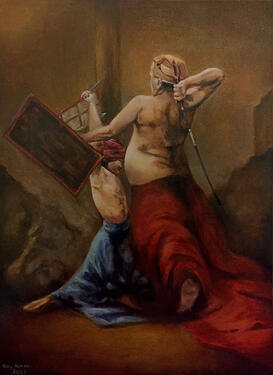 Peresean, 60 cm x 80 cm, oil paint on canvas, 2023.