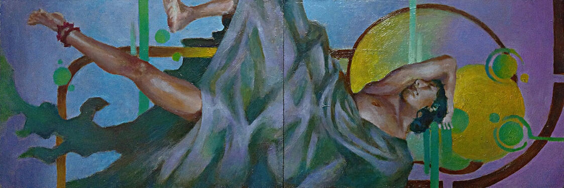 Requiem, 60cm x 20 cm, oil paint on MDF panel, 2023.
