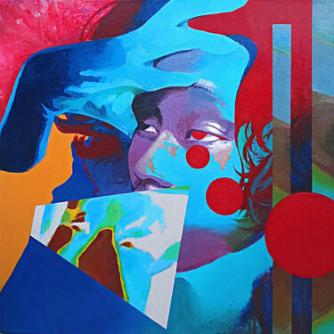Think-thought, 70 cm x 70 cm, acrylic paint on canvas, 2024.