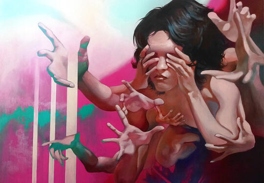 Boyaq, 200 cm x 140 cm, acrylic &amp; oil paint on canvas, 2023 - 2024.