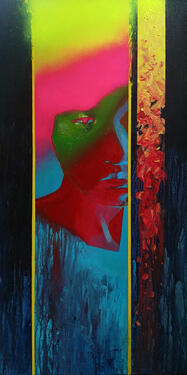 Where Is It? #2, 50 cm x 100 cm, acrylic & spray paint on canvas, 2024.
