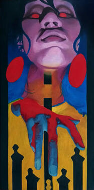 One Above All, 60 cm x 120 cm, acrylic &amp; oil paint on canvas, 2024.