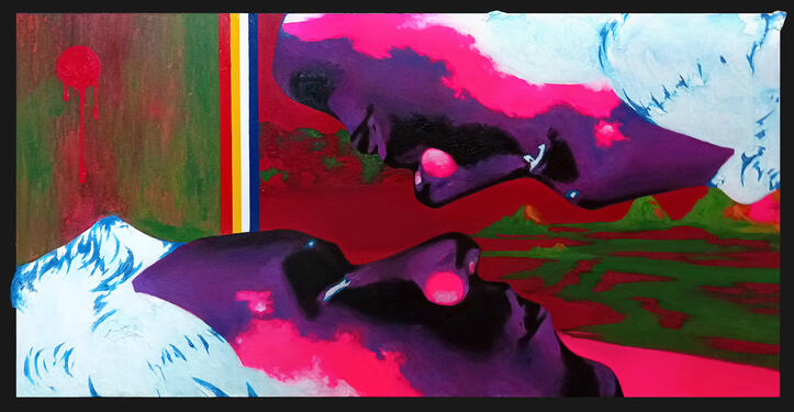 After The Red Rush, 120 cm x 60 cm, acrylic & oil paint on canvas, 2024.