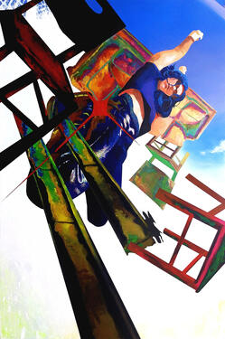 To The Ground, 80 cm x 120 cm, acrylic & oil paint on canvas, 2024.