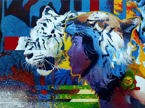 Inheritance Of The Wild, 40 cm x 30 cm, acrylic & spray paint on canvas, 2025.